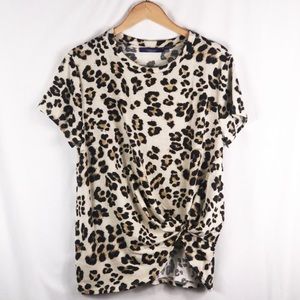 Cheetah Top Madeline Sparklestein size sm knot tie in front